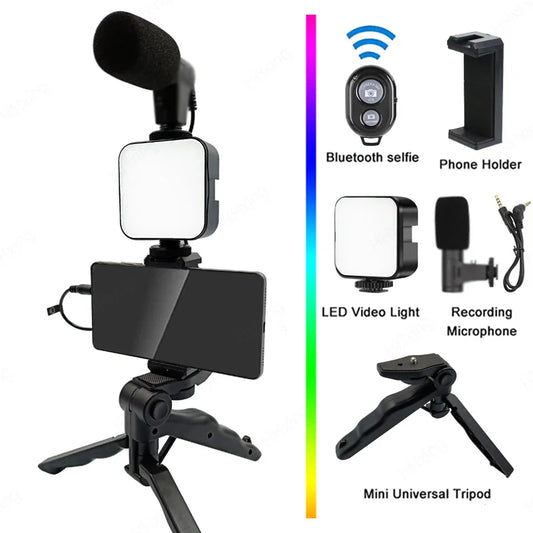 Vlogging Kit for Video Making WITH MICROPHONE, 36 LED,REMOTE, TRIPOD